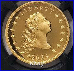 2024 W Flowing Hair Proof Gold Coin 230th NGC PF70-UC Hi Relief FDOI Signed Uram
