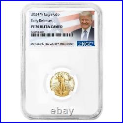 2024-W Proof $5 1/10-oz American Gold Eagle NGC PF70UC ER Trump Label