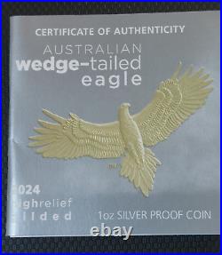 2024 Wedge tailed Eagle 10th Ann 1oz Silver Proof High Relief gilded, Perth Mint