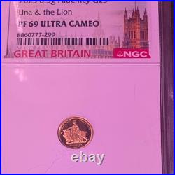 2025 0.5g Gold Alderney Una & the Lion NGC PF69 Ultra Cameo Coin