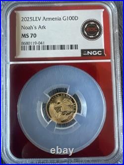 2025 ARMENIA 100 Dram 1 GRAM. 999 Gold Noah's Ark Coin VAULTBOX HIT NGC MS70