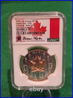 2025 CA Silver Maple Leaf UHRRP Pulsating Forest Rose-Gold Gilt PF70 FDOI Signed