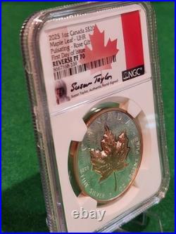 2025 CA Silver Maple Leaf UHRRP Pulsating Forest Rose-Gold Gilt PF70 FDOI Signed