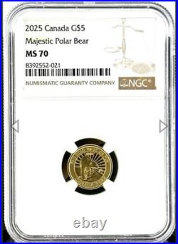 2025 Canada Majestic Polar Bear 1/10 oz Gold Coin NGC MS 70