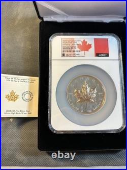 2025 Canada Maple Pulsating Rose Gold Gild 5 oz Silver NGC PF70 Reverse Proof