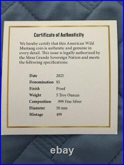 2025 Free Spirit Series 5 OZ. Wild Mustang # 394 of 499 produced. Zaiken sig