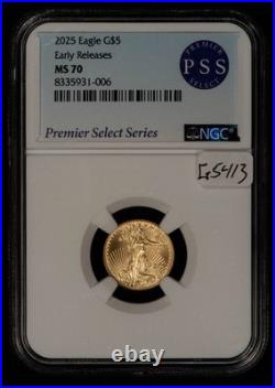 2025 G$5 1/10 oz Gold American Eagle Premier Select Series NGC MS 70 G5413 2025 G$5 1/10 oz Gold American Eagle Premier Select Series NGC MS 70 G5413