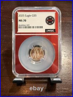 2025 Gold Eagle $5 Coin -1/10oz Gold NGC MS 70 EDC Label