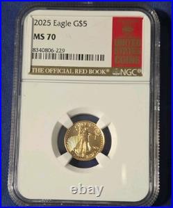 2025 Gold Eagle G$5 MS70 Red Book Label 2025 Gold Eagle G$5 MS70 Red Book Label