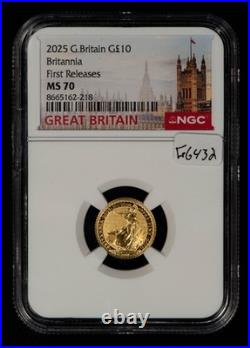2025 Great Britain 1/10 oz Gold Britannia NGC MS 70 SKU-G6432