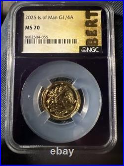 2025 Is. Of Man 1/4 Oz. Gold Ms-70 by NGC
