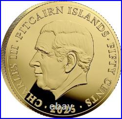 2025 Pitcairns HMS Bounty G50C/1/10oz SOLID GOLD- PF 69 ULTRA CAMEO