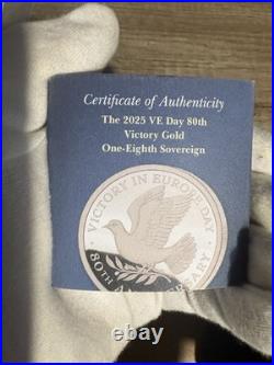 2025 VE Day 80th Victory Gold 1/8 sovereign. 22 Karats gold (2 karats Palladium)