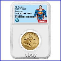 2025-W $50 1/2-oz Proof Superman DC Comics Gold Coin NGC PF70UC Superman Label