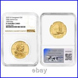 2025-W Proof $1 Gold Sacagawea Dollar 25th Anniversary NGC PF70UC Brown Label