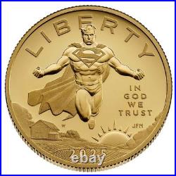 2025-W Proof $50 Superman DC Comics 1/2 oz Gold Coin Box OGP & COA