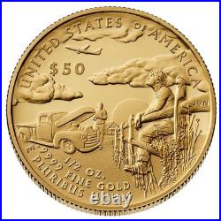 2025-W Proof $50 Superman DC Comics 1/2 oz Gold Coin Box OGP & COA