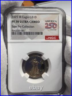 2025 W gold $10 Eagle with America 250, Fry Collection label. With OGP&COA