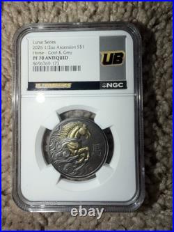 2026 1/2oz ascension $1 Horse Gold & Grey PF70 antiquated Rare 1 Of 300