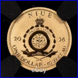 2026 $1 Niue 1 gram Gold Coin T-Rex Tyrannosaurus NGC Rev PF 70 G6384