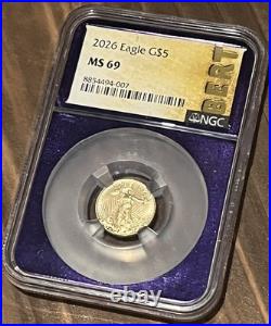2026 $5 American Gold Eagle 1/10 oz NGC MS69 BERT Purple Holder