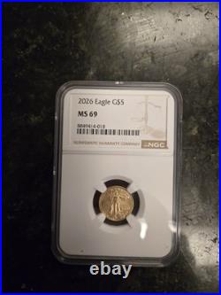 2026 $5 American Gold Eagle Coin 1/10 oz NGC-MS69