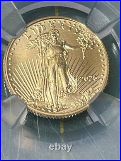 2026 $5 Gold American Eagle Ngc Ms-70 1/10 Oz Edc Red Core