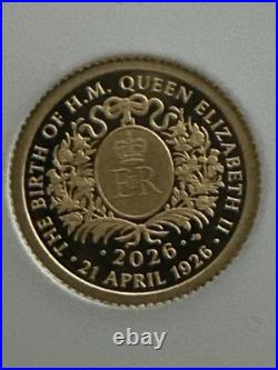 2026 Alderney £5 Queen E II / 100th Birthday Gold Coin NGC PF69.5g Gold