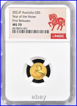 2026 Australia Bullion GOLD $5 Lunar Year of the Horse NGC MS70 1/20oz Coin FR
