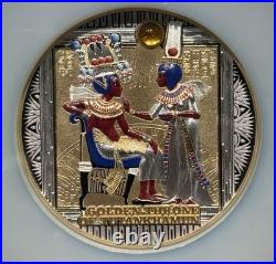 2026 Cameroon 3oz Silver Throne of Tutankhamun Gold Grandeur NGC MS70 Antiqued