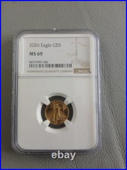 2026 Eagle G$5 MS69 NGC Certified Gold Coin