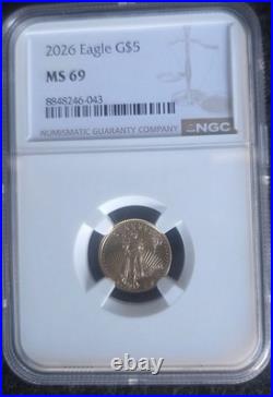 2026 Eagle G$5 MS69 NGC Certified Gold Coin