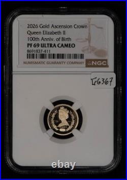 2026 Gold Ascension Crown Queen Elizabeth II 100th Anniv- NGC PF 69 UC G6367