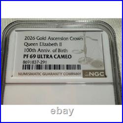 2026 Gold Ascension Crown Queen Elizabeth II 100th Anniv NGC PF 69 ULTRA CAMEO