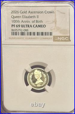 2026 Gold Ascension Crown Queen Elizabeth II 100th Anniv-NGC PF 69 Ultra Cameo