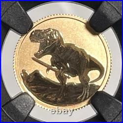 2026 Gold Dinosaur With Sword Tyrannosaurus Rex 2G NGC PF70 Reverse $2 Niue 22K