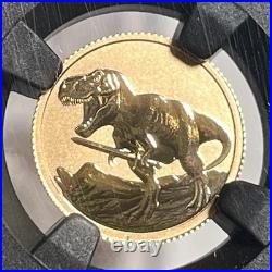 2026 Gold Dinosaur With Sword Tyrannosaurus Rex 2G NGC PF70 Reverse $2 Niue 22K