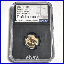 2026 Gold Dinosaur With Sword Tyrannosaurus Rex 2G NGC PF70 Reverse $2 Niue 22K