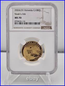 2026 LEV Armenia Noah's Ark 1/4 oz. 9999 Gold Coin NGC MS70