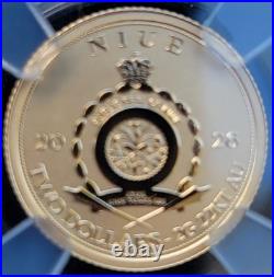 2026 Nieu G$2 Tyrannosaurus Rex Holding sword Reverse PF 70