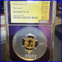2026 Niue 1 Gram Gold Mermaid Sea Reverse Proof NGC PR70 22KT Gold