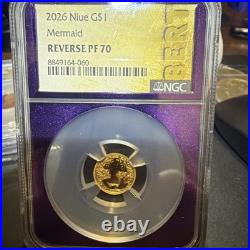 2026 Niue 1 Gram Gold Mermaid Sea Reverse Proof NGC PR70 22KT Gold