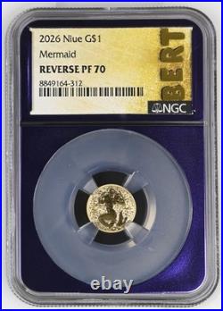 2026 Niue G$1 Mermaid Gold Coin Reverse PF70 Graded NGC BERT Label