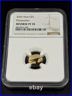 2026 Niue G$1 Pteranodon Gold Coin Graded By NGC Reverse PF70