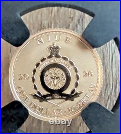2026 Niue G$1 Spinosaurus Reverse PF 70 22KT Gold Coin 1 Gram NGC Certified
