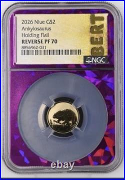 2026 Niue G$2 Gold Ankylosaurus Holding Flail 2g NGC Reverse PF70 22K Coin