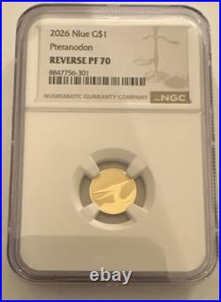 2026 Niue Pteranodon 1g. 9999 Gold Reverse Proof NGC PF70 8847756-301