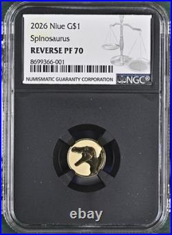 2026 Niue SPINOSAURUS Reverse Proof 1 Gram Gold NGC PF70 Black NEWEST RELEASE