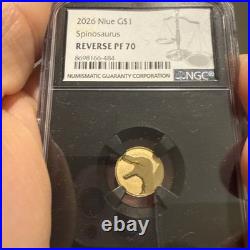 2026 Niue SPINOSAURUS Reverse Proof PF70 Gold Coin & Label