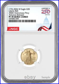 2026-W 1/10 oz Proof Gold Eagle 250 Liberty Bell AR NGC PF70 (1776-2026)